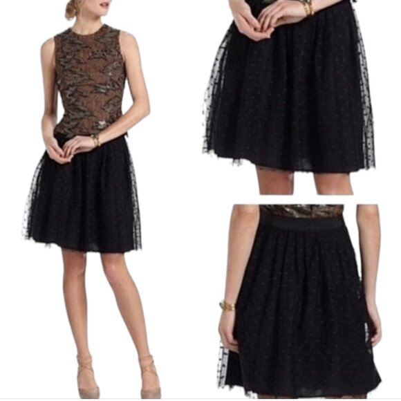 Anthropologie Moulinette Soeurs Black Swiss Dot Skirt Tulle Mesh Sz 10 Party - Picture 1 of 14